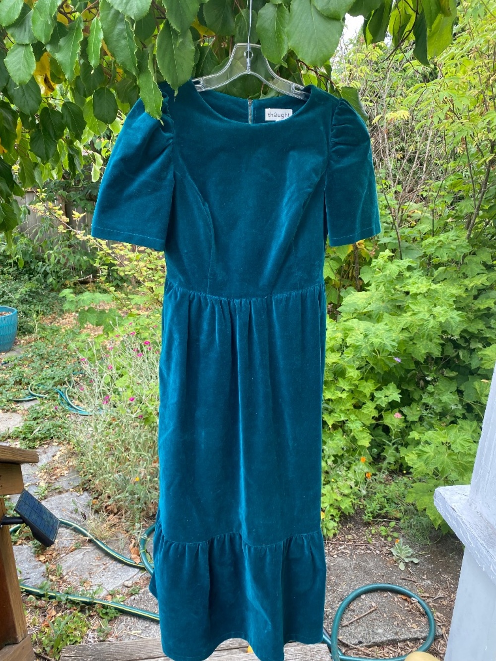 Thought blue velvet dress